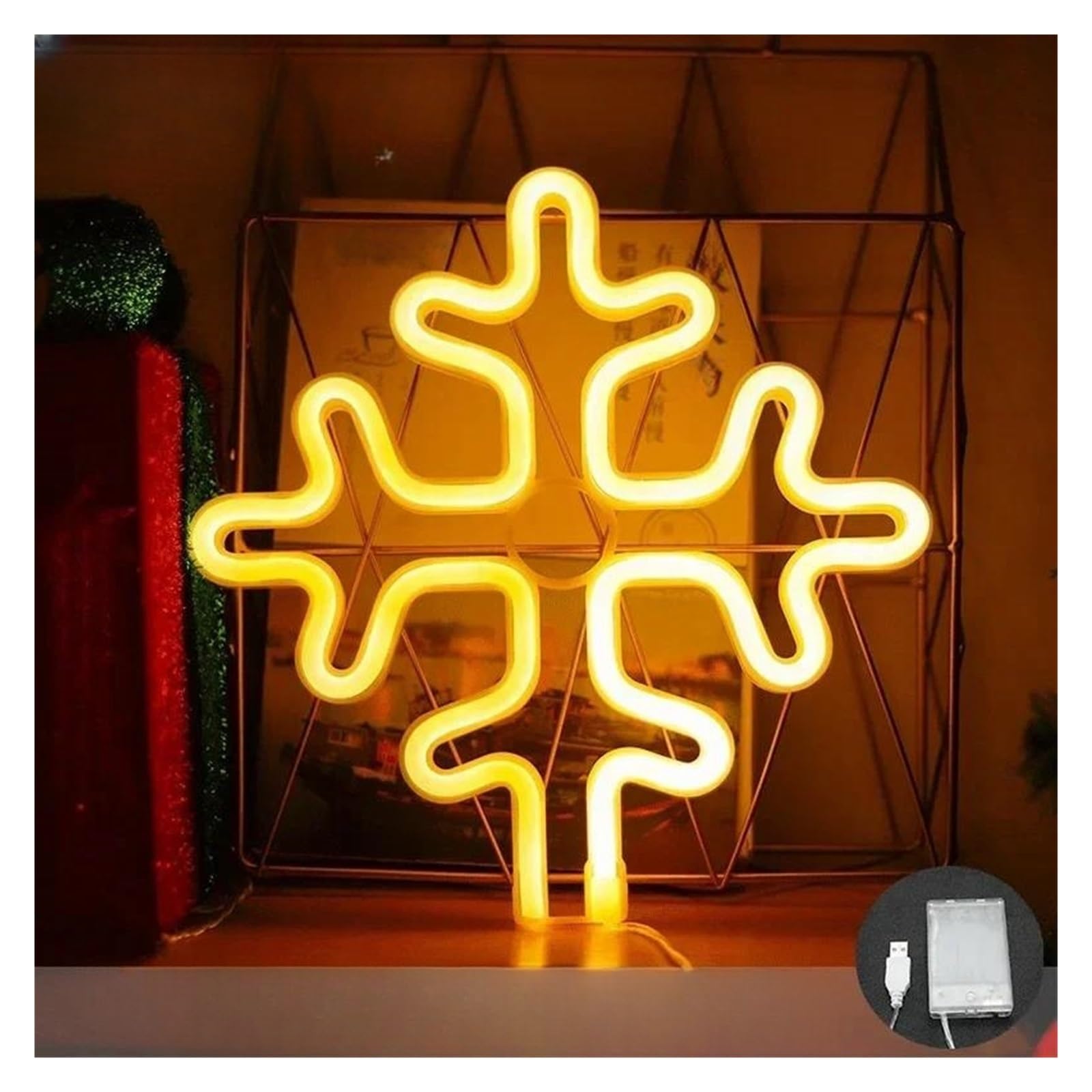 Luz de Diseño de Digital Lámpara LED Letrero De Neón Luces De Pared Coloridas Sombrero Campanas Árbol Copo De Nieve Adornos De Alce Decoración Habitación Fiesta(E)
