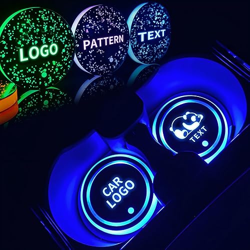 Miniatura 1 de 2 luces LED personalizadas para portavasos con logotipo de automóvil, luces LED para portavasos compatibles con todos los modelos de automóvil,