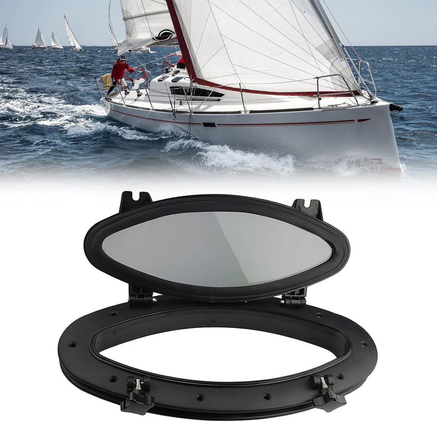 Trailer Cabin Window Oval Marine Portlight Tempered Glass