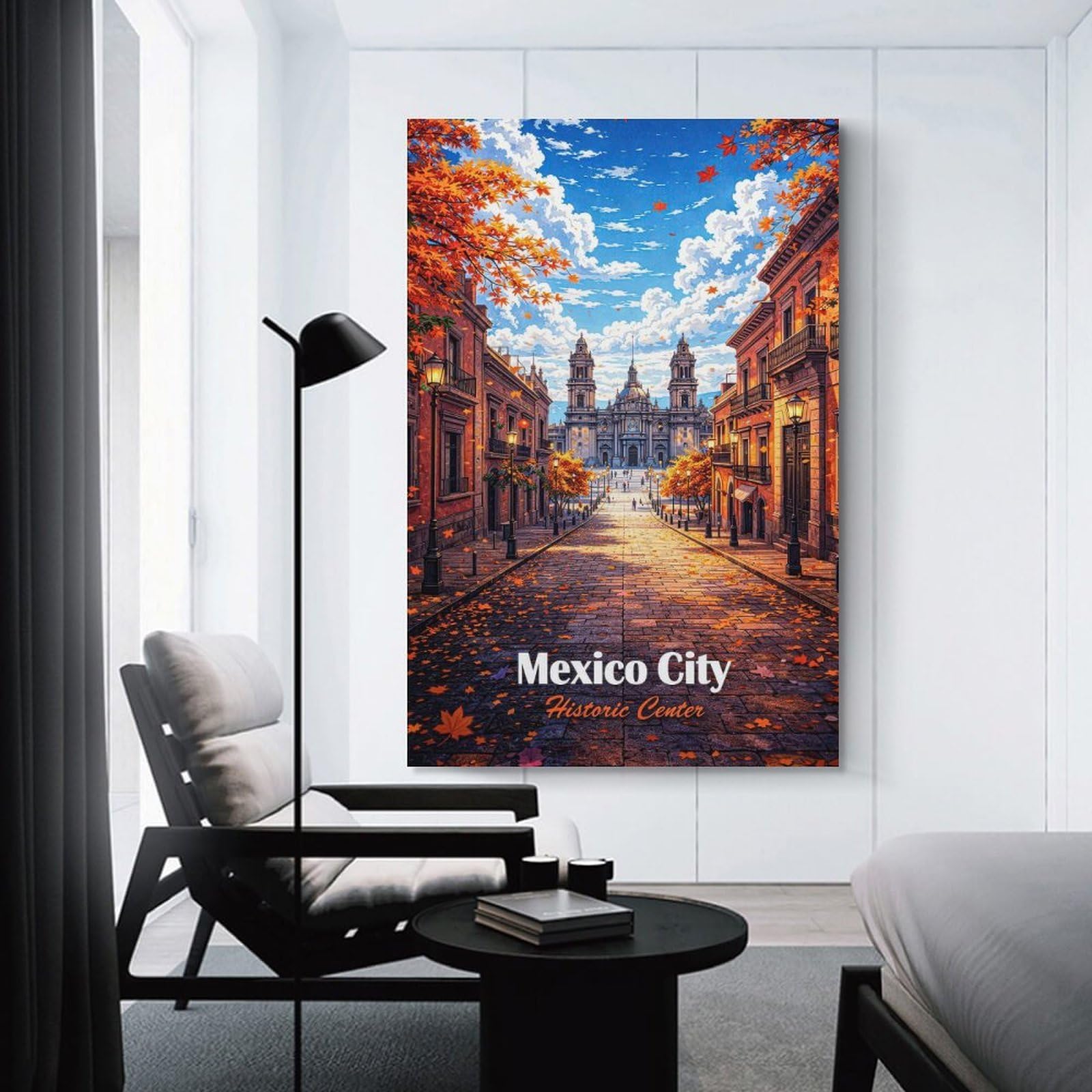 Junmoney Mexico City Historic Center Autumn Wall Picture Print 20x30inch(50x75cm), for Corridors, Hallways Or Apartment Entries, Decorative Canvas Styling for Entry Areas