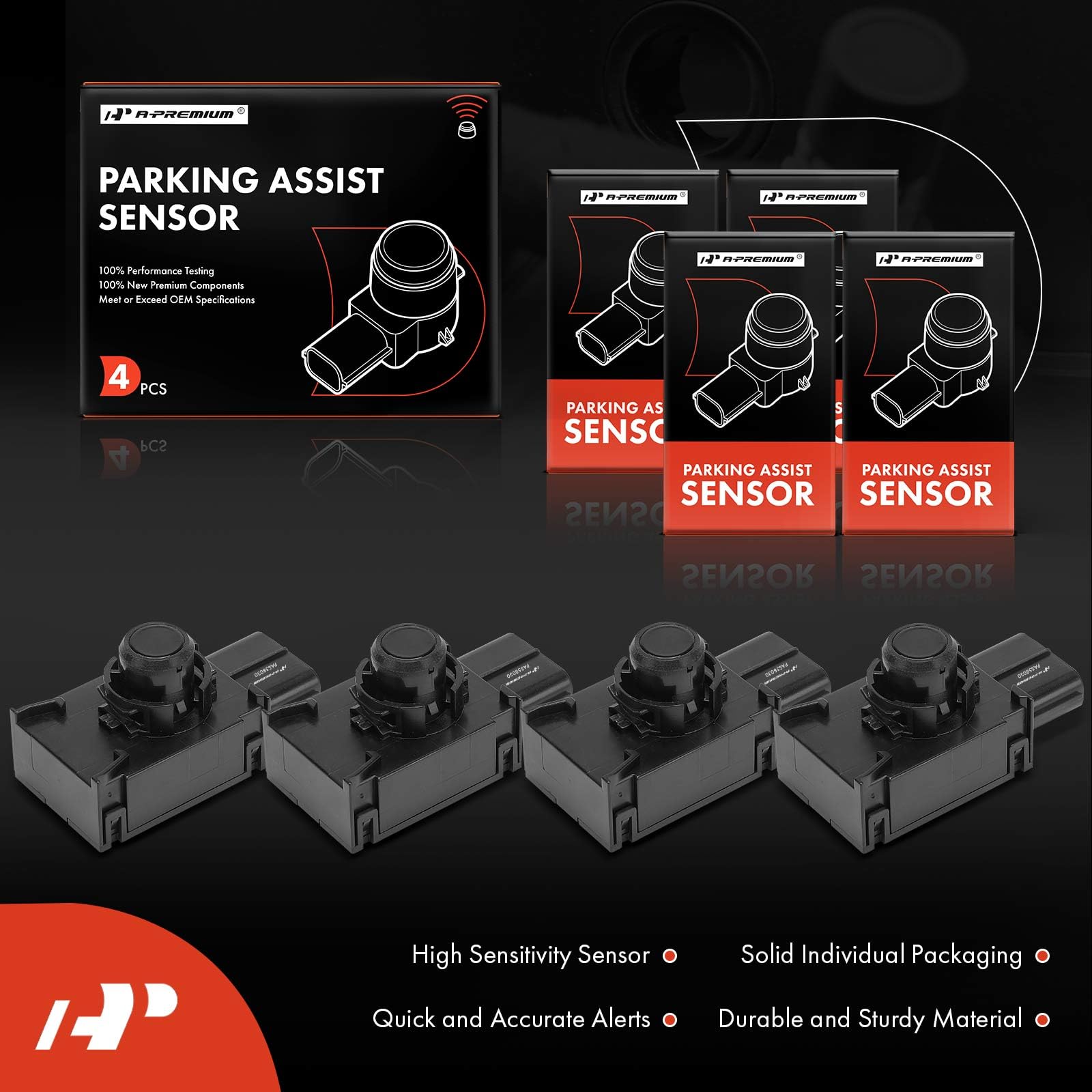 A-Premium 4-PC Reverse Backup Parking Assist Sensor Compatible with Select Lexus Models - ES350 2007-2012, Replace# 8934133110, 8934133110C0