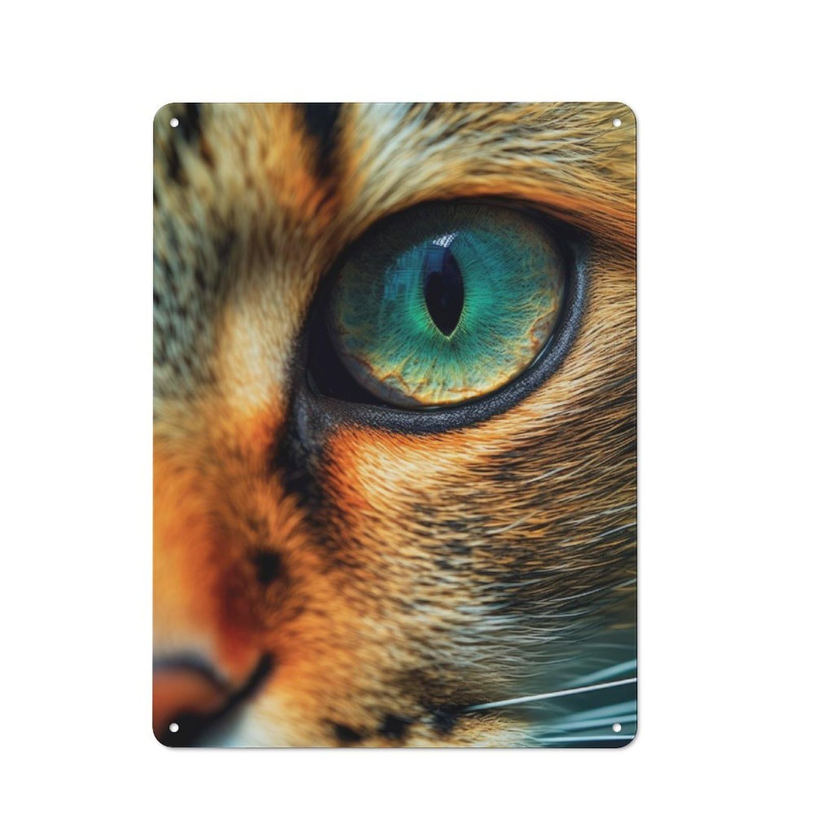 Junmoney Cat Closeup Face Retro Printed Metal Sign 40X30cm For Garage Or Workshop, For Garage, Workshop And Man Cave Decoration