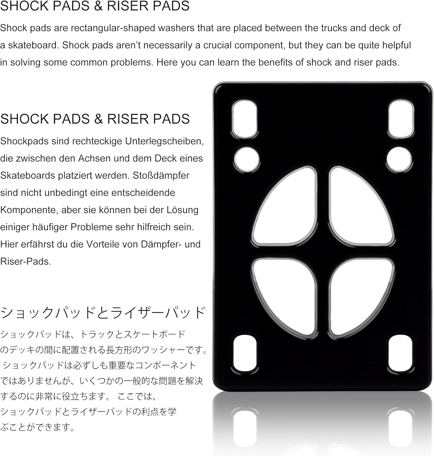 BYBAIZ 1/8 Inch 3mm Black PU Riser Pads for Skateboard & Longboard Trucks Set for 2 Skateboard