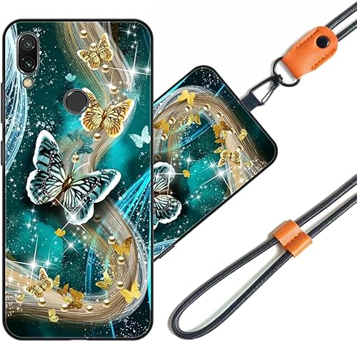 JEZSTHAI Funda estampada para Redmi Note 7 con correa ajustable para el cuello, funda protectora suave a prueba de golpes para Redmi Note 7 con