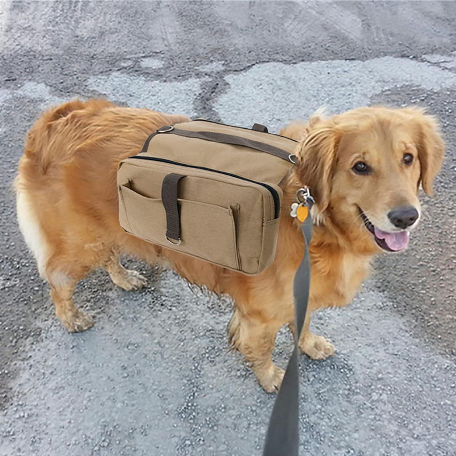 Cyrank Harnais de Sac à Dos pour Chien, Sacoche Légère pour Chien, Idéal pour les Randonnées en Plein Air, Taille Unique, Beige