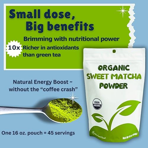 Miniatura 6 de Cherie Sweet Heart - Té verde matcha orgánico en polvo mezcla estilo café 16 onzas el embalaje puede variar