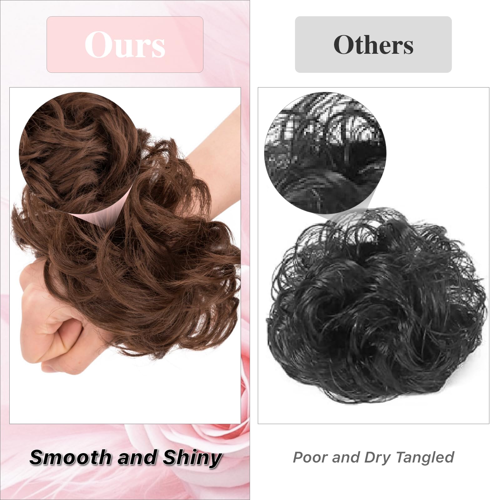 Benehair Messy Bun Hair Piece Curly Wavy Hair Scrunchies Messy Bun Scrunchie Synthetic Donut Updo Hair Pieces for Women Girls (Chocolate Brown - Image 4