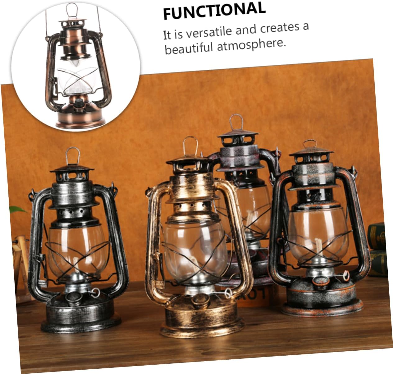 Wakauto 1pc Vintage Kerosene Lantern Led Camping Light Warm Glow for Outdoor Adventures and Nighttime
