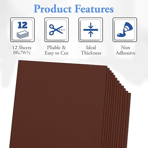 Miniatura 2 de Ader Products - Hojas de espuma EVA marrón, 0.079 in de grosor, 6 x 9 pulgadas, papel de espuma artesanal para artes y manualidades, 12 hojas