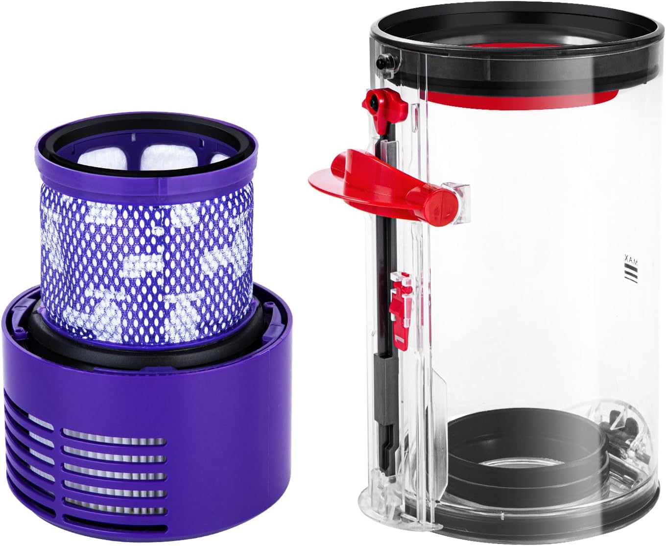 Upgraded Canister Replacement Parts Compatible With Dyson Cyclone V10 Animal,V10 Total Clean,V10 Absolute,V10 Animal,SV12 Vacuum Dust Bucket HEPA Filter attachments 969509-01, Blue/Grey