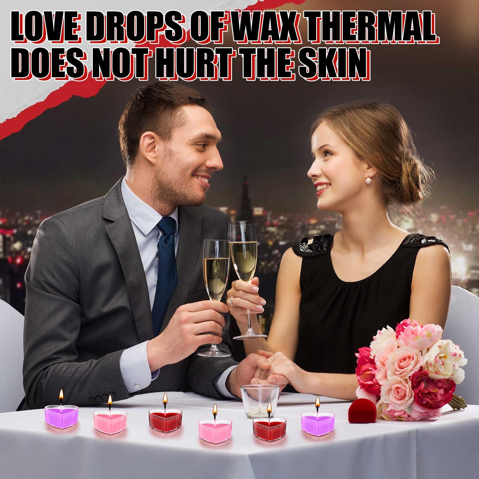 Tisancy 6 Pcs Low Temperature Candles, Romantic Heart Candles Body Safe Wax Low Heat Smokeless Unscented Tea Lights for Anniversaries Decor(Red): Mixing Colors Heart