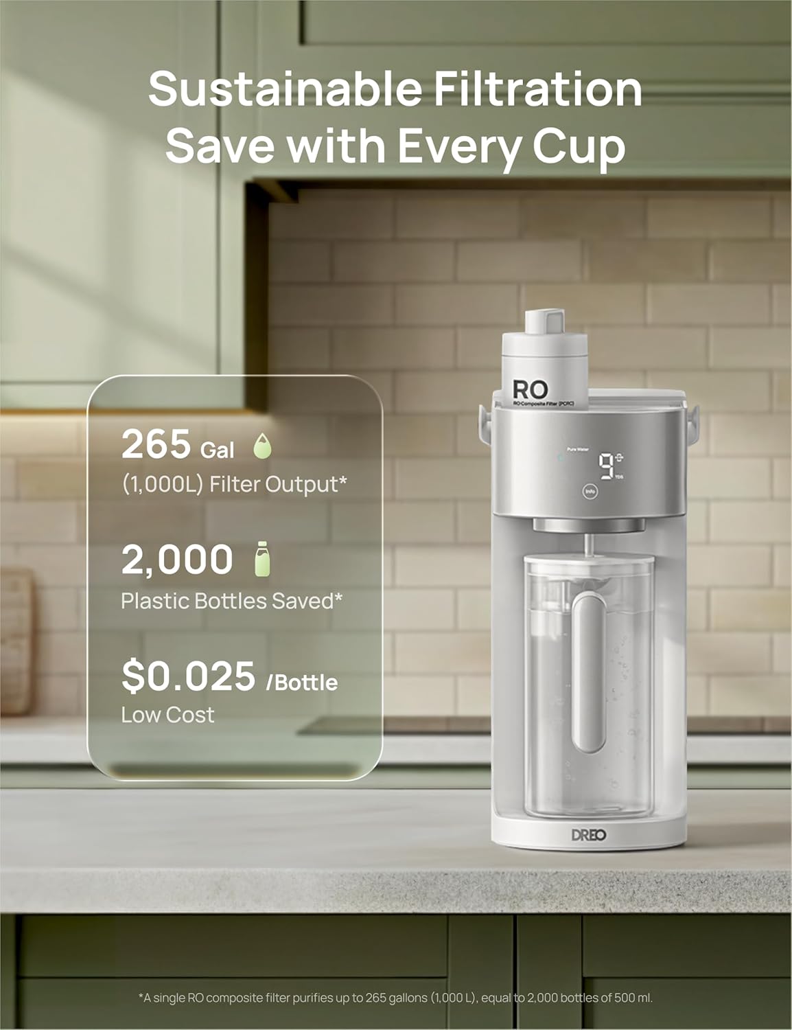 DREO 2-Pack Reverse Osmosis Filter, Replacement for DREO RO Water Filter 112 & 113 & 114 & 115, Removes 99.99% of Contaminants including PFOA, PFOS, Chlorine, 6-12 Month per Cartridge, SGS Tested