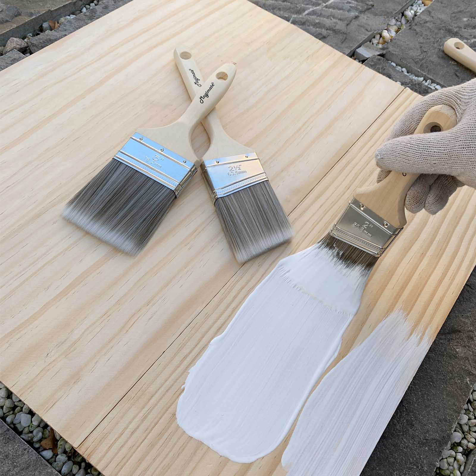 Magimate Pennelli angolari da 5,1 cm, confezione da 12 pezzi, con manico corto in legno e setole sintetiche per dipingere finestre, battiscopa, armadi, recinzioni e pareti