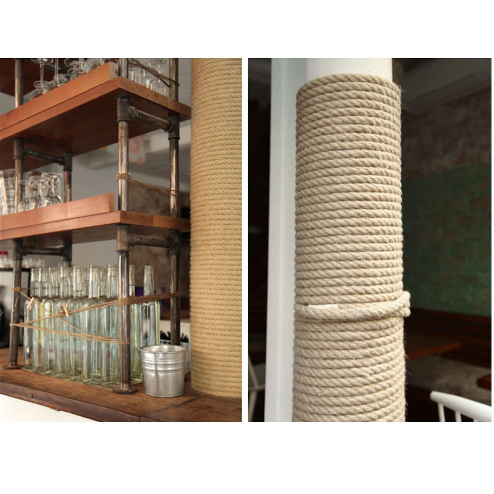 Zkenshan-Ficelle Jute 3-20m de corde de jute de jute de corde de jute de corde à la main, ficelle pour bricolage artisanat de décoration emballant fleurisage de fleurs, fibre de jute naturelle