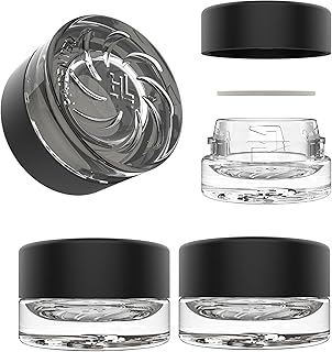 Dragon Chewer 5ml Supercell Clear Glass Thick Child Resistant Containers Concentrate Storage Jars for Oil, Lip Balm, Wax, Cosmetics Premium PE Cap Seal Black Lid (10)