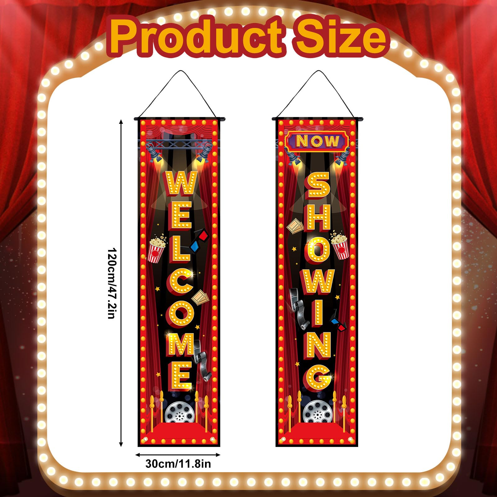 Penitue 2pcs Movie Night Porch Banner - Image 2