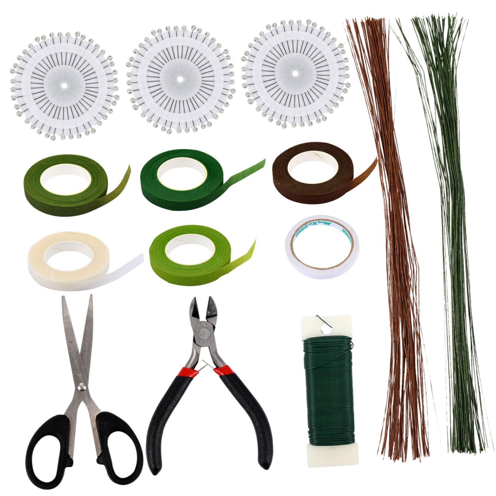 LALAFINA 1Set Floral Making Tool Durable Double Sided Floral Tape Iron Wire for Flower Art Packaging Flower Package Accessories for Creative Arrangements
