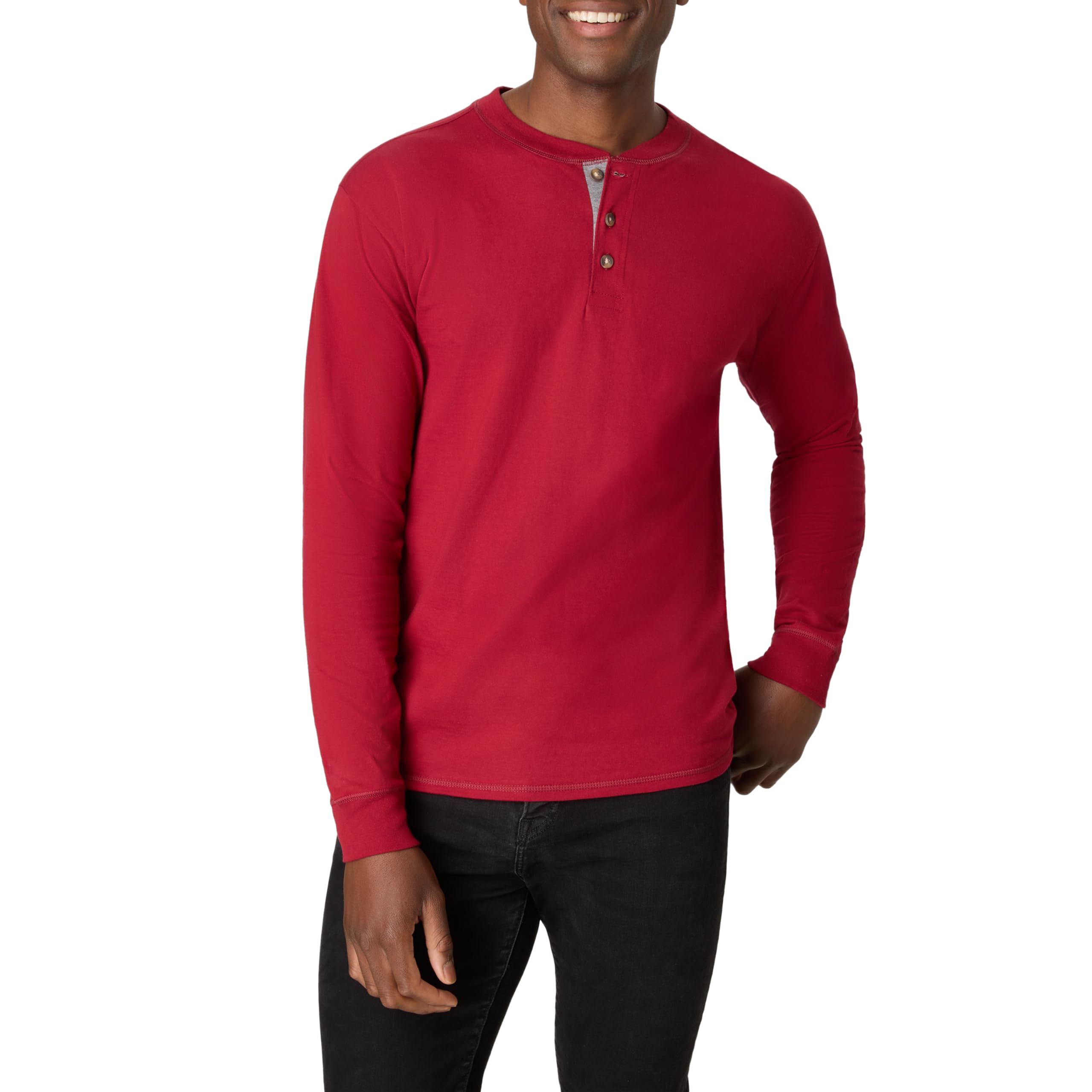 Hanes Men's O5719 henley shirts, Burnt Brick, L UK