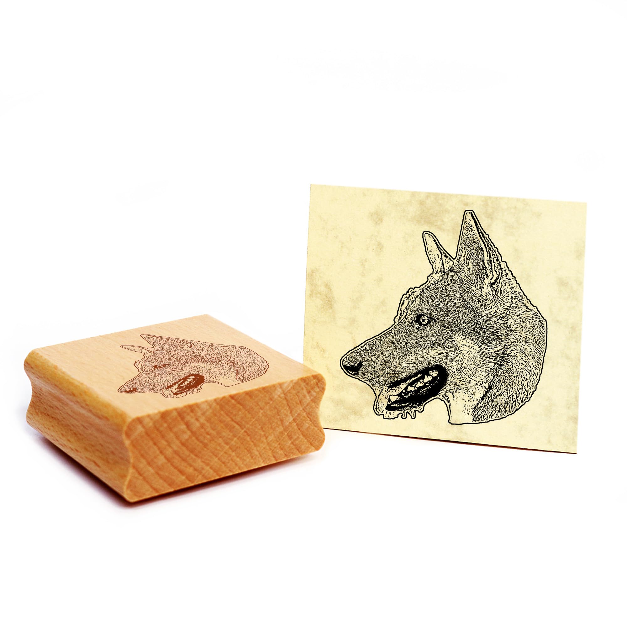 Dekolando Saarloos Wolfhond Wooden Stamp 46 x 48 mm — image 1