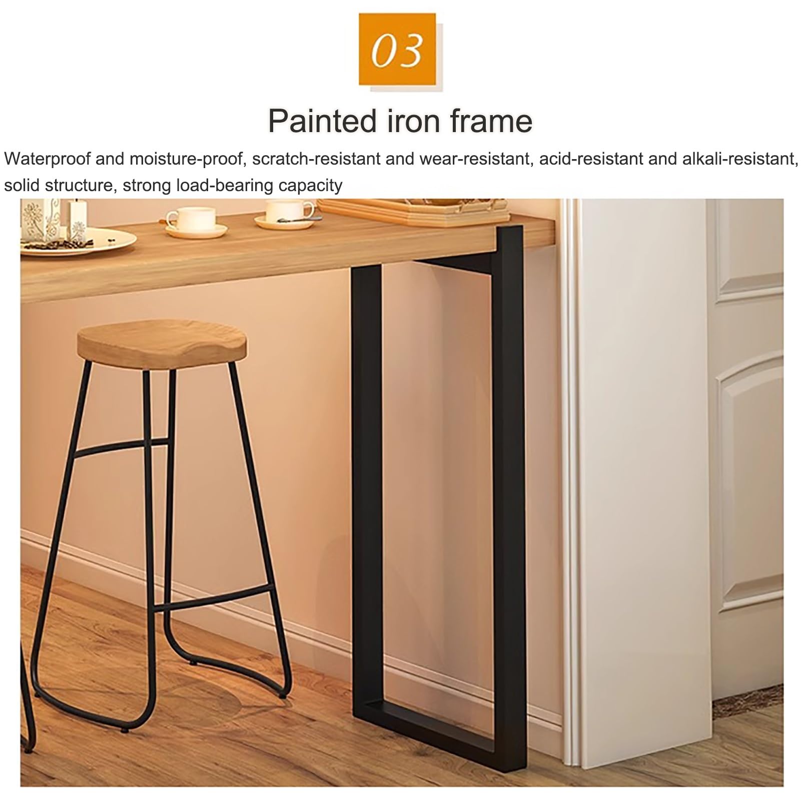 Bartisch- und Stuhlset, Stehtisch aus Massivholz, kreativer Esstisch mit Baumkante, für Küche, Wohnzimmer, Balkon, Keller, einfach zu montieren (140 x 40 x 105 cm / 55 x 16 x 41,5 Zoll)