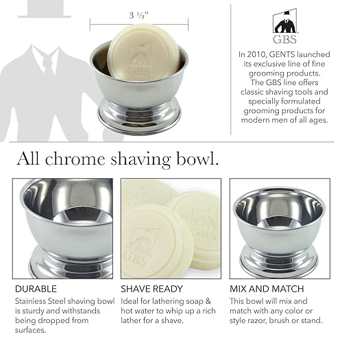 Miniatura 7 de G.B.S Elegante kit de afeitado para barba de hombre, maquinilla de afeitar tradicional 42C, cepillo de afeitar de tejón, cepillo de acero inoxidable