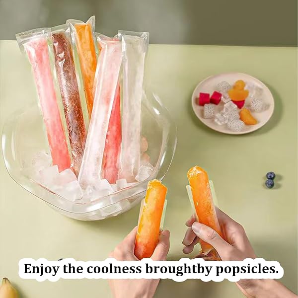 100 Pezzi Sacchetti per Ghiaccioli Lunghi con Imbuto - Bustine Ghiaccioli per Muffe Ice Popsicle - Sacchetti Ghiaccioli Gelato Ideale per Famiglia - Stampi per Ghiaccioli per Yogurt, Caramelle Rock - 5