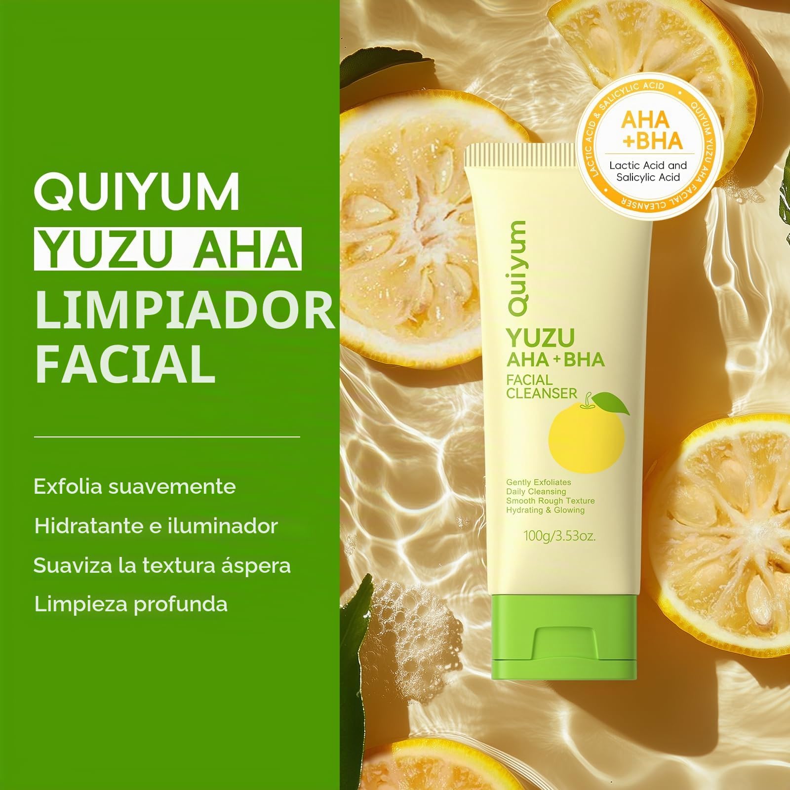 QUIYUM Set de Cuidado Facial para Mujer, 10 Piezas, Piel Grasa y Mixta | con Acné, Ácido Salicílico, Vitamina C y Péptidos, Control de Aceite, Iluminador, Antiacné
