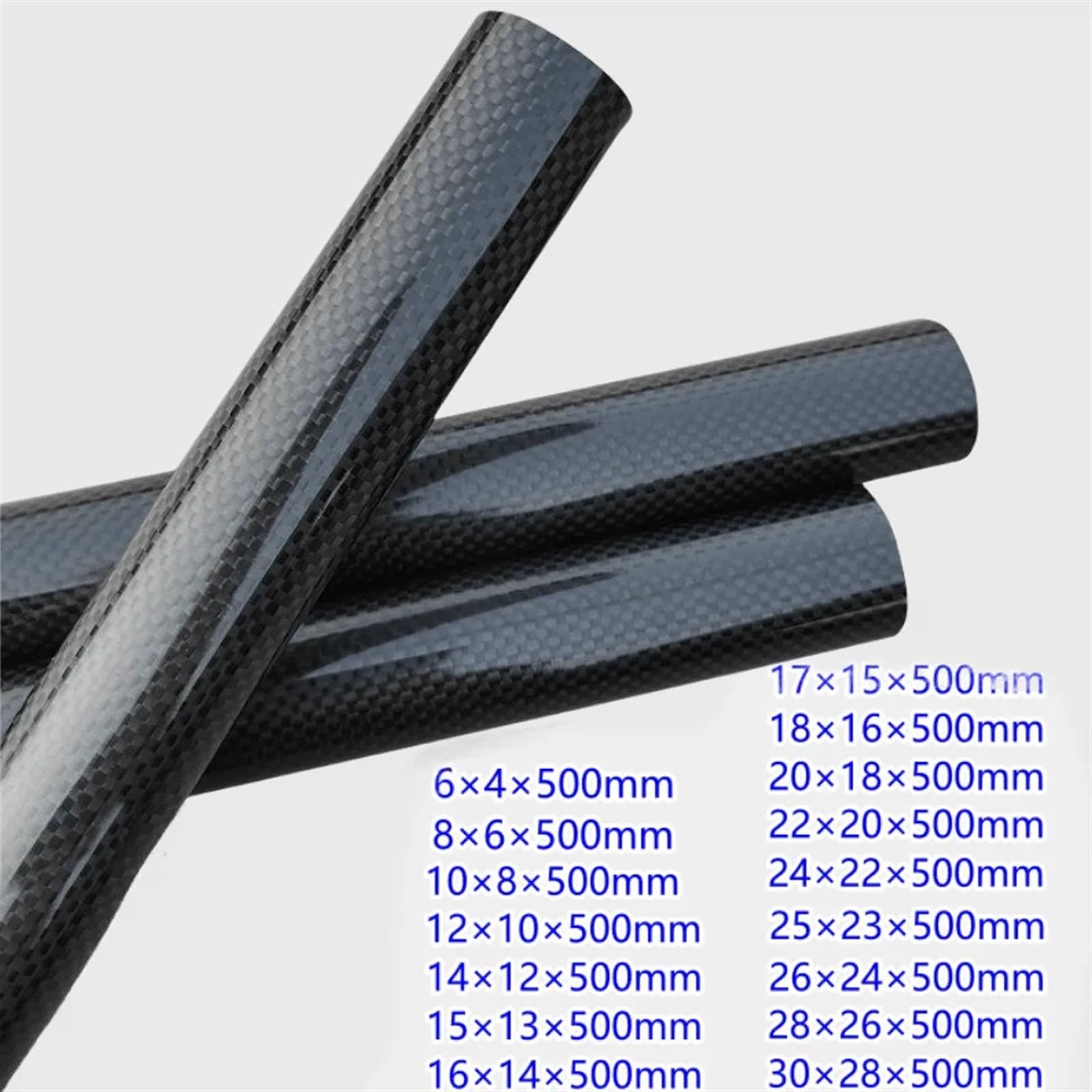 2PC 3K Plain Weave Glossy Carbon Fiber Tube Length 500mm Carbon Tube Drone Accessories Carbon Fiber Round Tube Carbon Fiber Square Tube(2pcs 8x6x500mm)