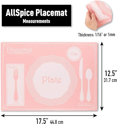 Miniatura 3 de AllSpice Manteles individuales de mesa para niños de 18 x 13 pulgadas, paquete de 2 unidades, estilo Montessori, silicona (fiesta de té)