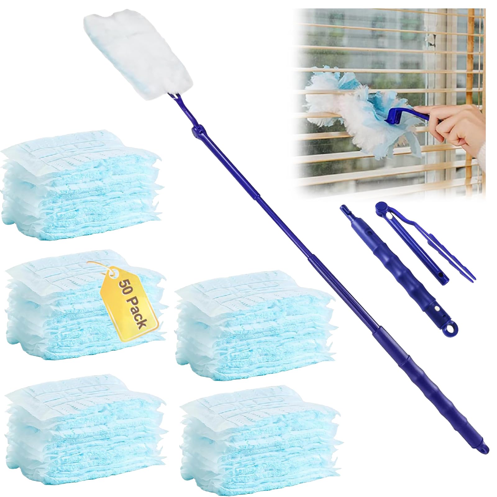 Ultimate Electrostatic Microfiber Duster Kit with 2 Handles and 50 Refills