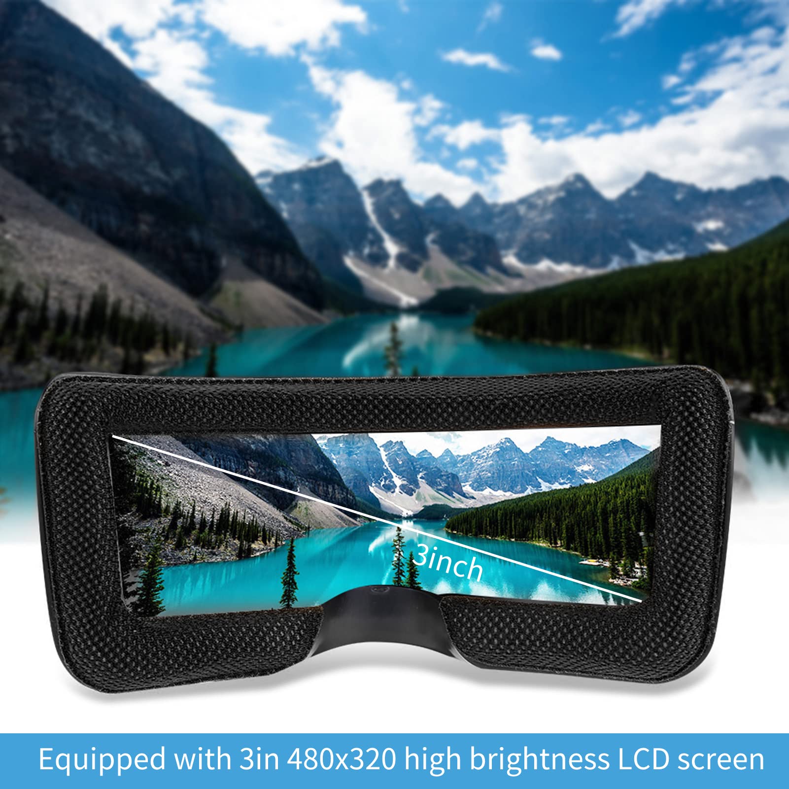 FPV-Brille, 5,8-GHz-Mini-FPV-Brille 3-Zoll-LCD-Bildschirm 40-Kanal-FPV-Video-Headset Brille Eingebauter 3,7-V-1200-mAh-Akku