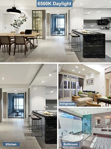 Miniatura 4 de Paquete de 12 lámparas de techo empotrables LED ultrafinas de 6 pulgadas con caja de conexiones, blanco transparente de 6500 K, ecualizador de 12