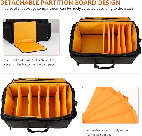 Miniatura 3 de MAYGOZIY Bolsa de cables para DJ, bolsa Oxford 600D con divisores desmontables, múltiples bolsas separadas para cables, equipo de DJ profesional,