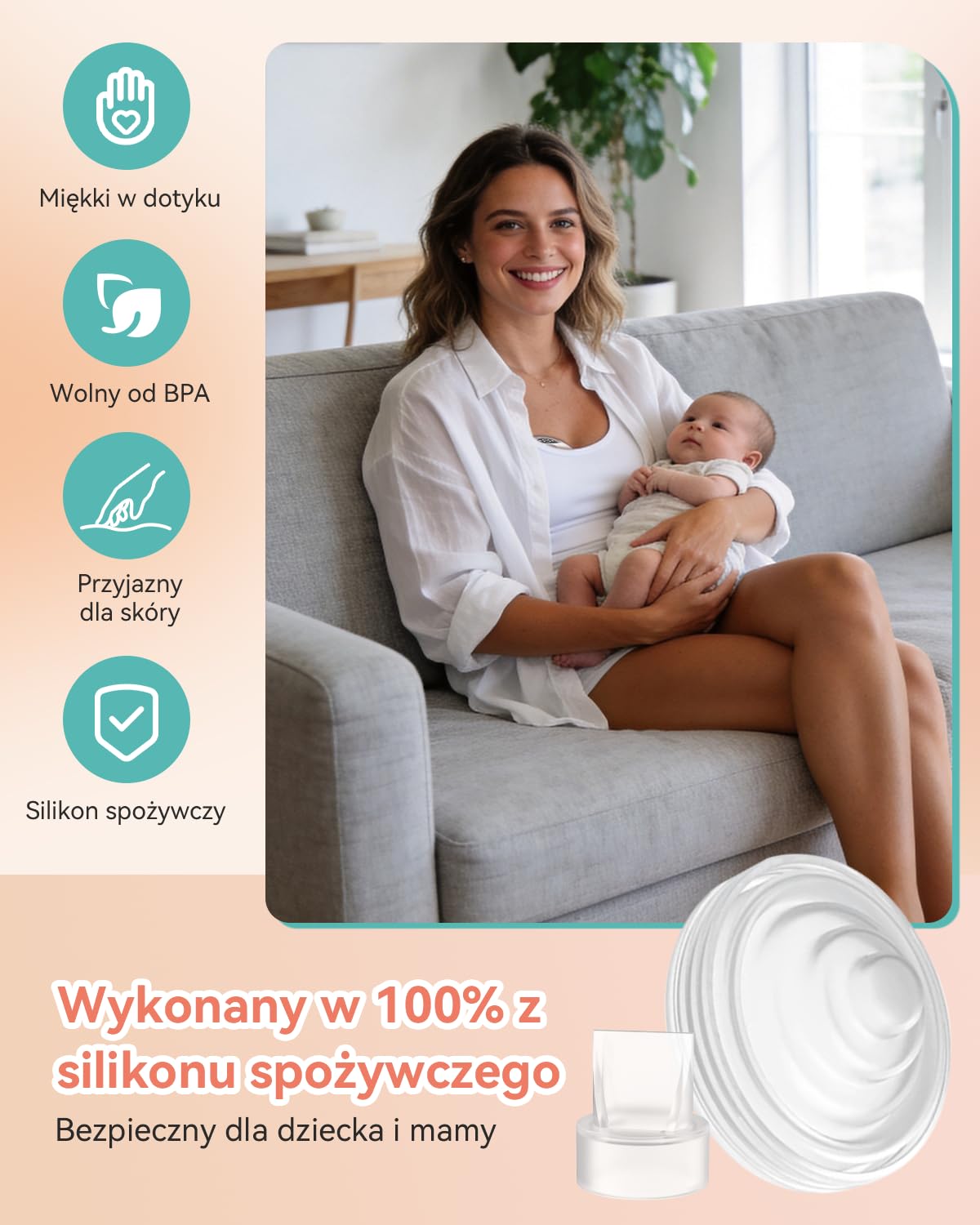 Części zamienne do laktatora Momcozy M5, w zestawie 4 silikonowe zawory z dzióbkiem kaczki i 2 silikonowymi pompkami do mleka, bez BPA, przenośne akcesoria do laktatora