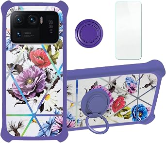 Aroepurt Case for Xiaomi Mi 11 Ultra Case Compatible with Xiaomi Mi 11 Ultra Phone Case Cover [with Tempered Glass Screen Protector][PC + TPU 2 in 1] [Colorful Reflect Light] IMDZ-HUA2