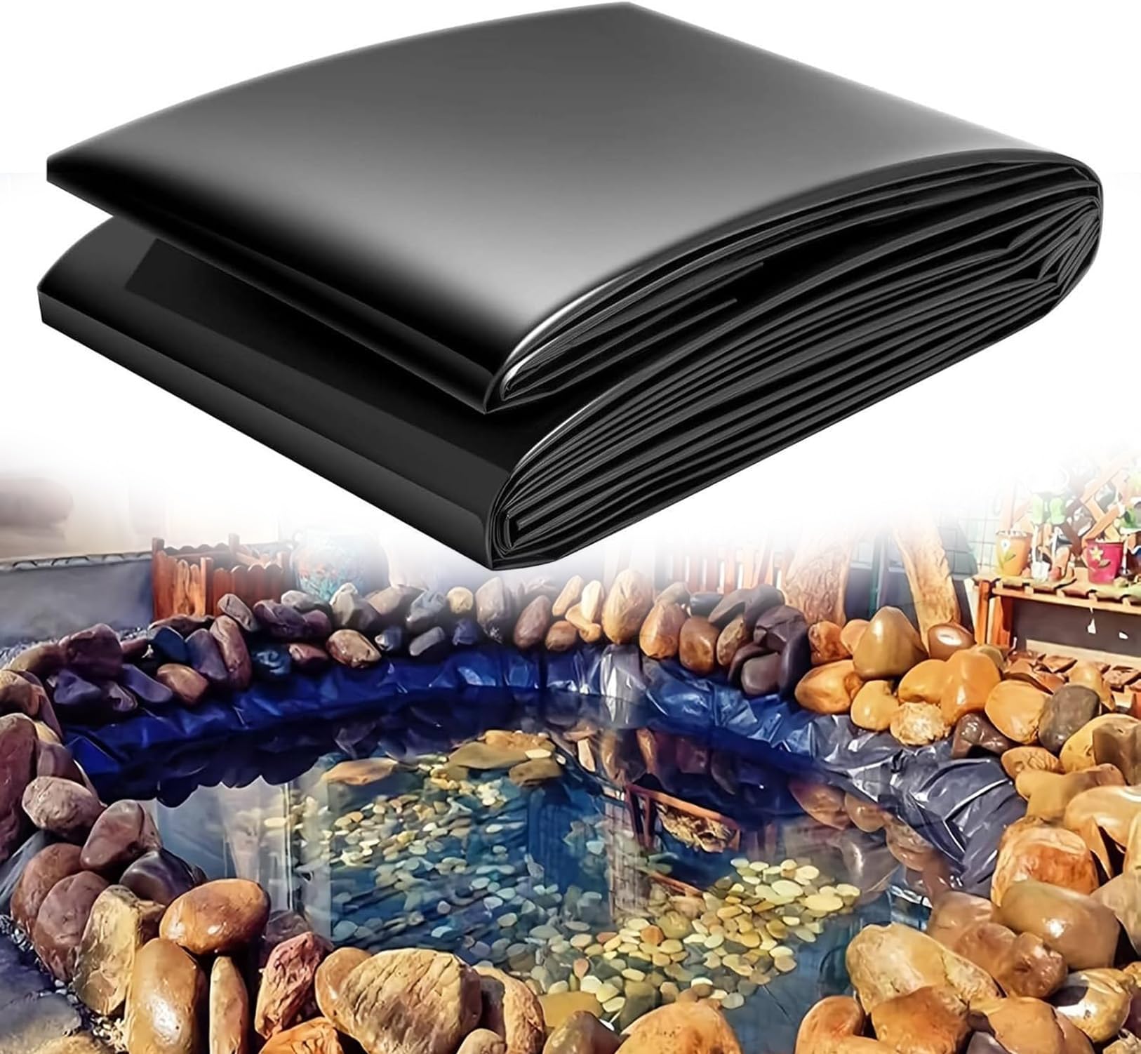 Revestimiento impermeable para estanques de jardín, revestimiento prefabricado para una fácil inserción, ideal para lacaping, características de agua al aire libre y protección de estanques