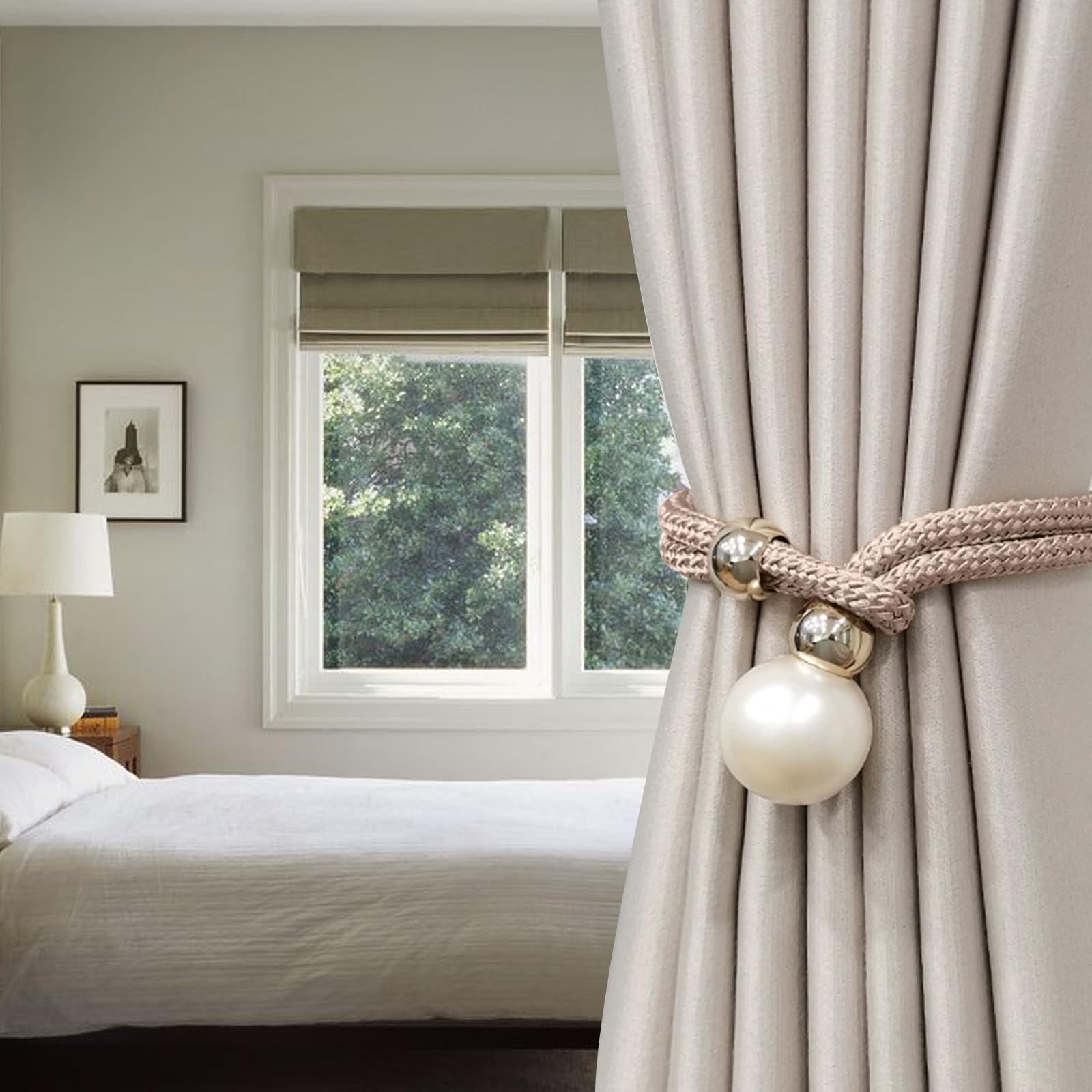 2 Pack Embrasses De Rideau Magnétique Fortes Style Simple Nordique Tress Double Couleur N Ud D Coratif Pour Maison Bureau Fen Tre Draperie