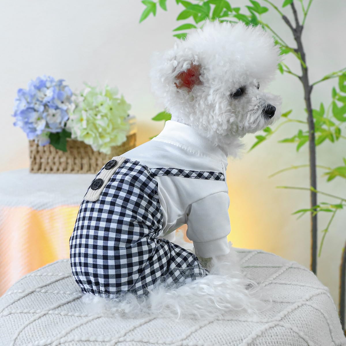 Dog Winter Clothes Pet Stylish Overalls for Small Medium Dogs Cute Puppy Jumpsuit Classic Small Dogs Boy Girl Clothes Comfortable Breathable Dog Bib