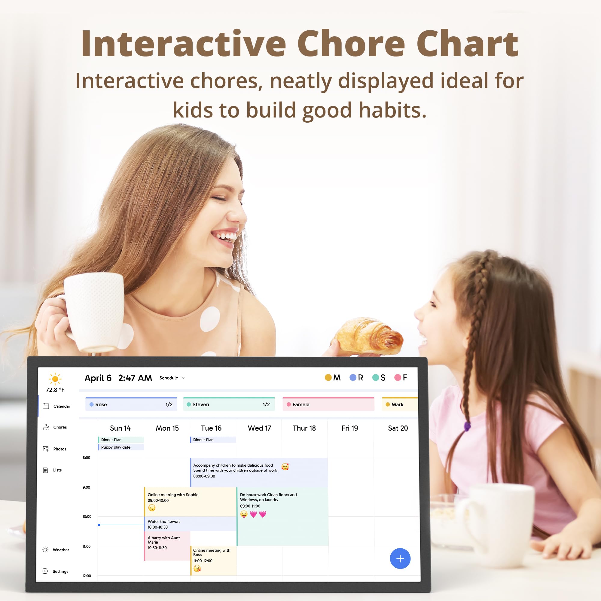 Dragon Touch Calendario, calendario digital de pared de 32 pulgadas, planificador familiar de pared, pantalla táctil interactiva Full HD 1080P, gráfico inteligente de tareas y organización del hogar