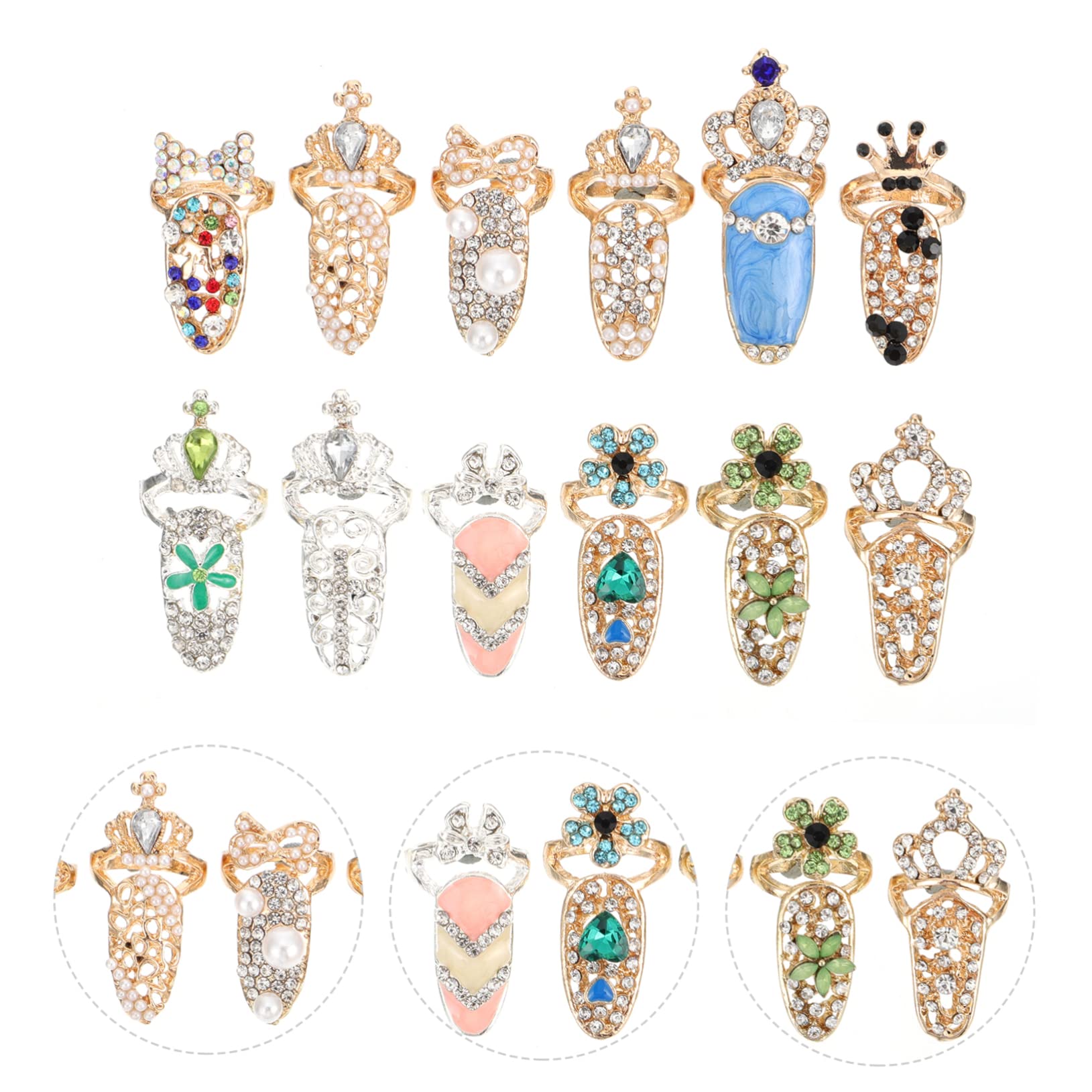 48pièces Décorations Art Des Charms Pour Manucure Bagues De Doigts Accessoires Créatifs Pour Nail Art