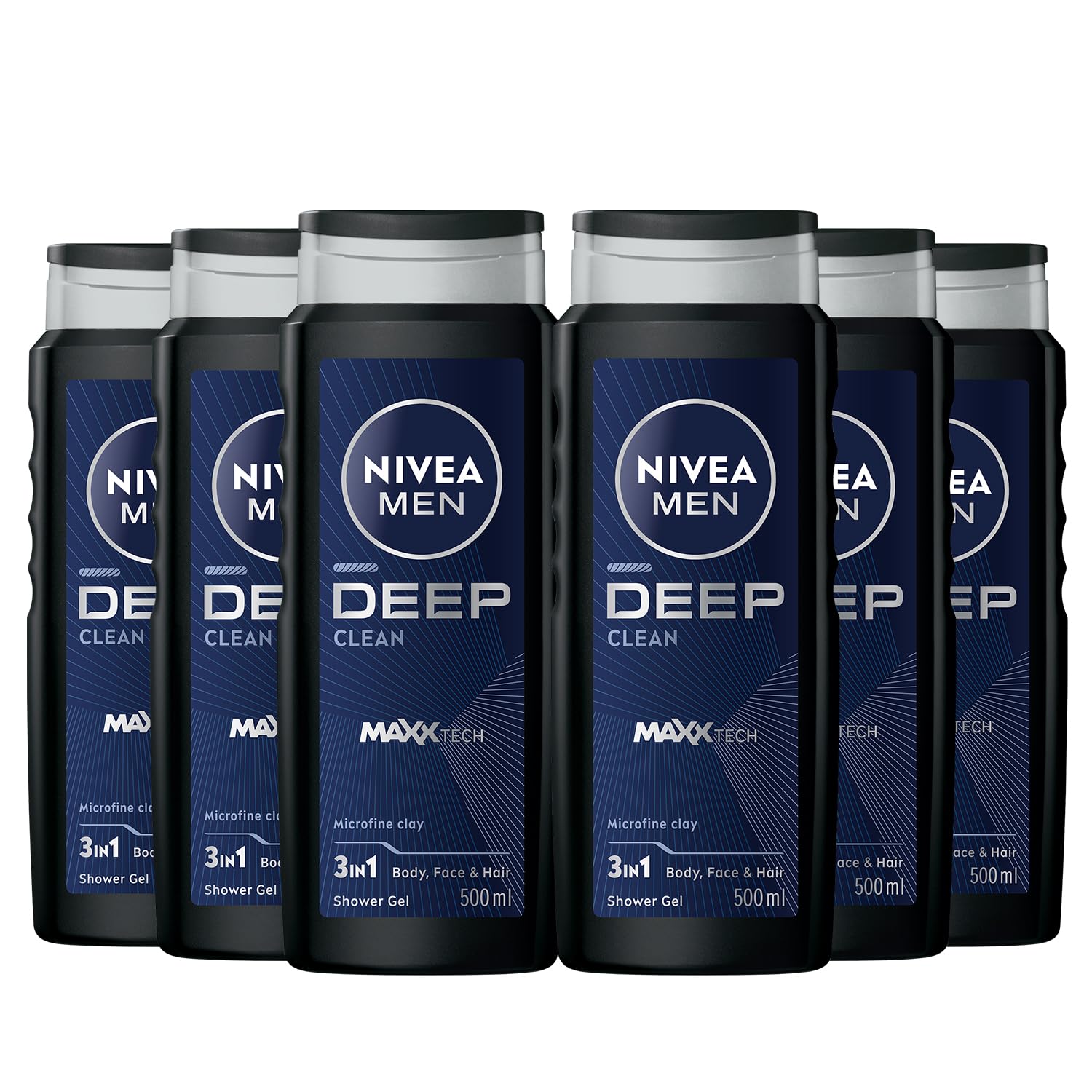 Nivea Men Erkek Deep Dimension Banyo Ve Duş Jeli 500ml, 3'ü1 Arada Komple Bakım, Vücut Saç Ve Yüz, X6 Adet