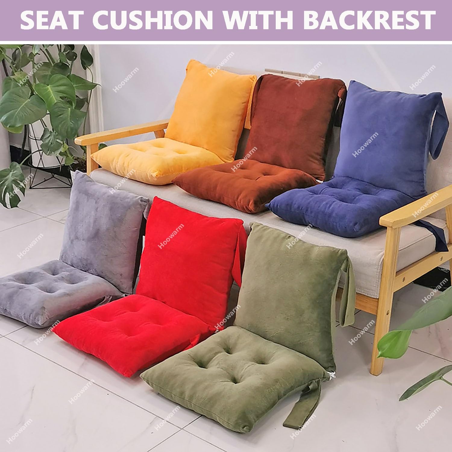 Cojines de Asiento para Sillas 40x40/45x45/50x50cm con Cintas Cojín Decorativo para Cocina Oficina Jardín Interno/Esterno (2 Piezas 45x45cm/18x18in)