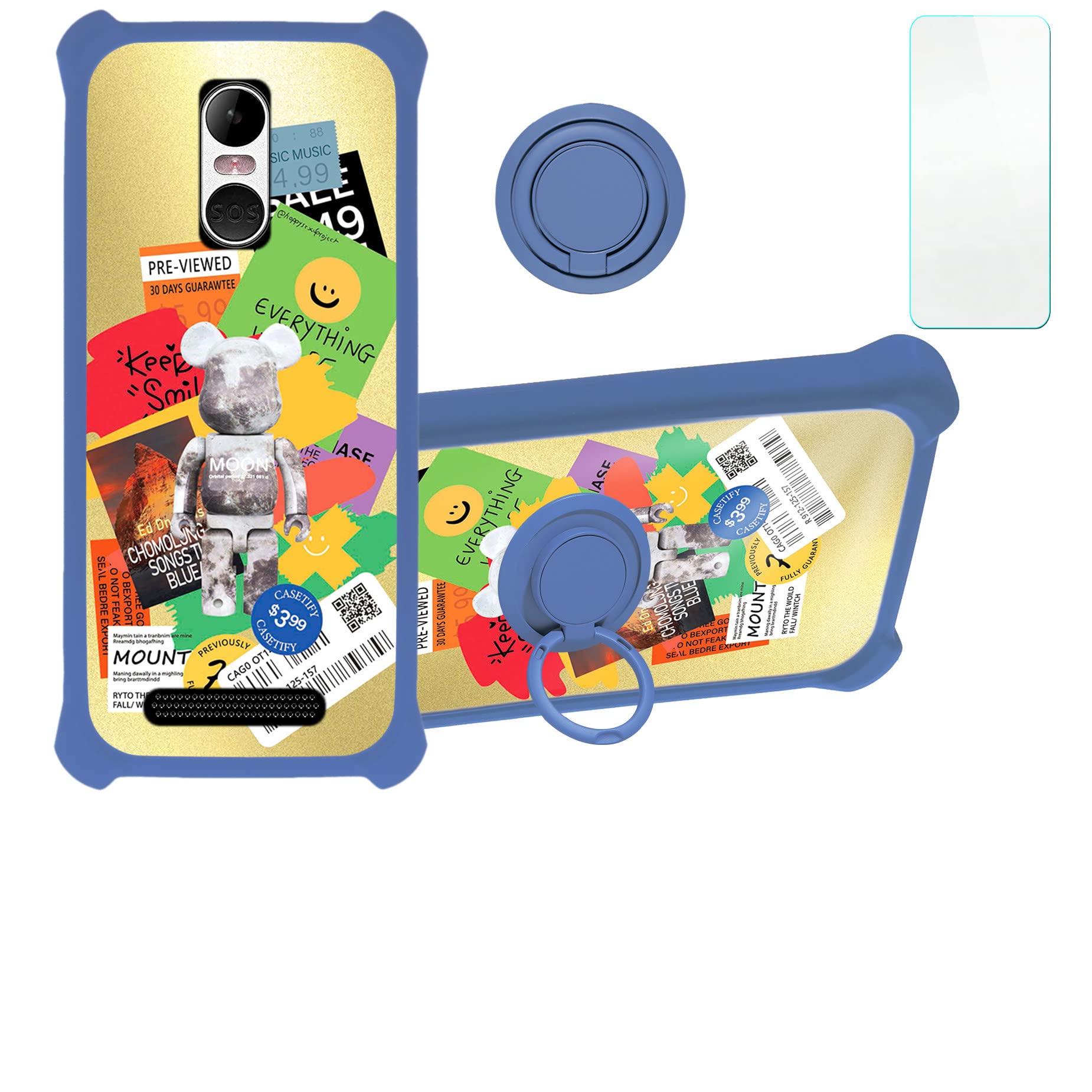 Image illustrating the shockproof design of the phone case with reinforced corners and shock airbags.