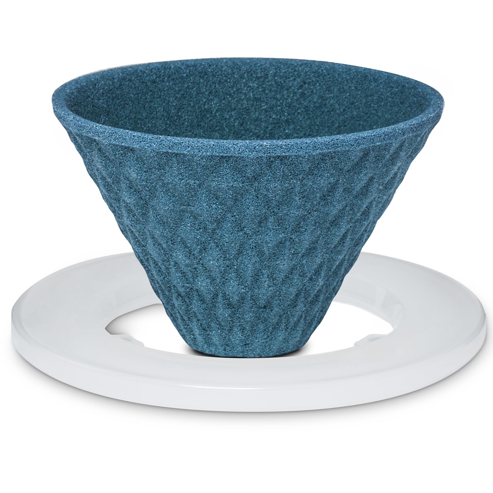 Wablade Filtro de café reutilizable de cerámica, 1-2 tazas, fabricado en Japón | Preparación sin papel, no necesita filtros de papel, incluye base dedicada y platillo para la preparación diaria del café