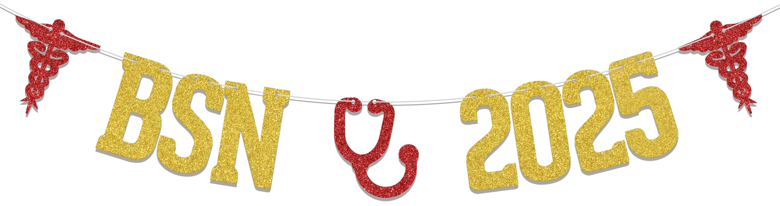KEWUFD Congrats BSN 2026 Banner Class of 2026 Nurse Graduation Party Decor Future Nurse Medical School Graduation Party Supplies Gold Glitter