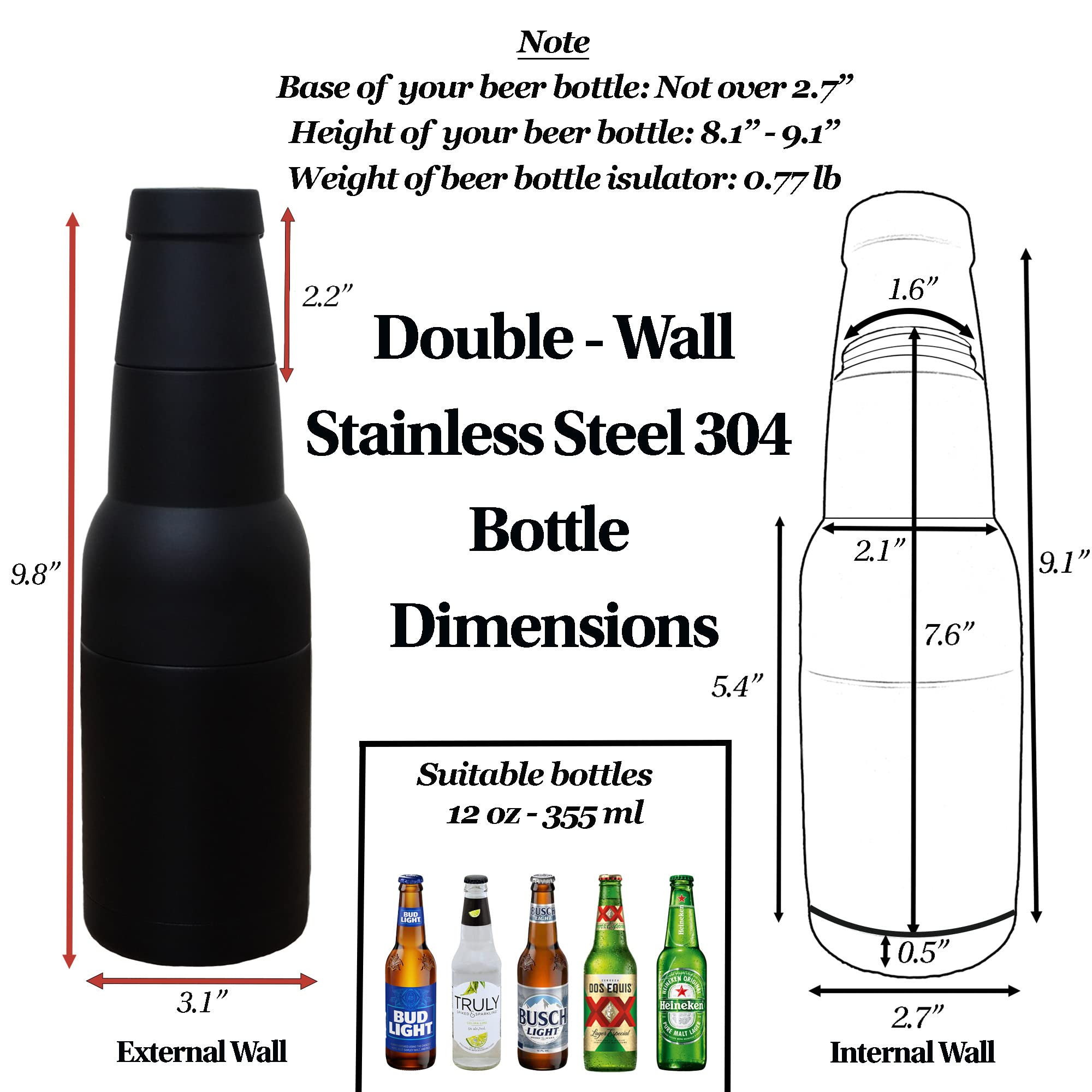 Buy 2-in-1 12oz Bottle Can Cooler Holder Insulator for beer, soda