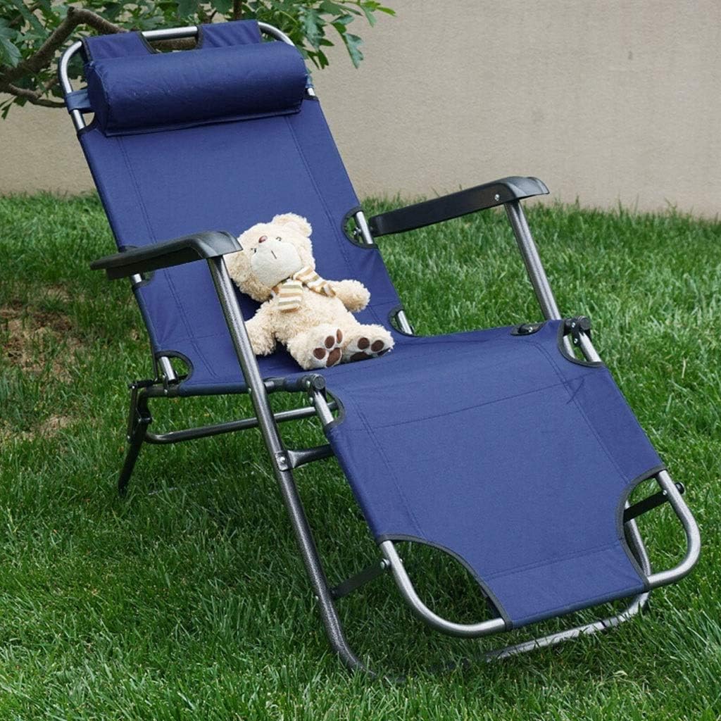 Sun Lounger Garden Chairs Foldable Deck Chair Patio Reclining Chairs, Outdoor Garden No Noise Interference Nap Portable Home Recliner Lazy Beach Sofa Single Foldable Bed