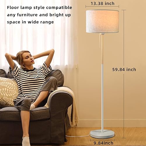 Miniatura 4 de Lámpara de pie para dormitorio, lámparas de pie de granja para sala de estar, lámpara de poste de mediados de siglo, pantalla de lámpara de lino,