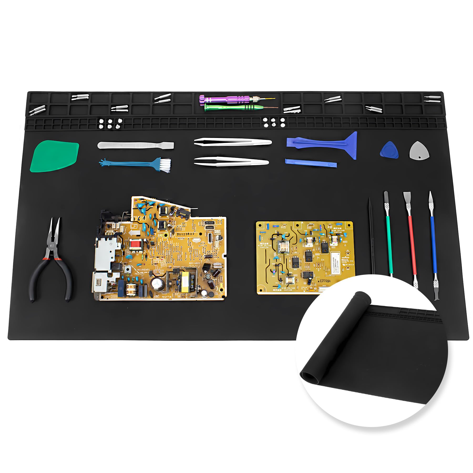 Extra Large Soldering Mat, 27.6''x15.7'' Oversized 932°F Heat Resistant Silicone Repair Mat for Electronics Phone Laptop Repair, BGA Soldering Gun