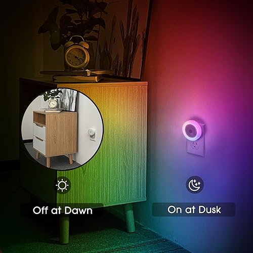 Miniatura 3 de Briignite Luces nocturnas para niños, luces nocturnas RGB dinámicas que cambian de color, luz nocturna con sensores de luz, luces nocturnas para